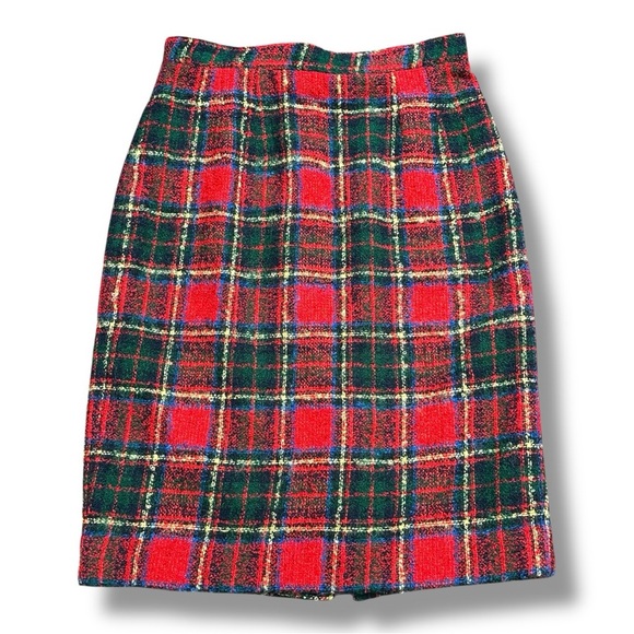 . McLaughlin for Sanyo vintage Plaid Wool & Mohair Tweed Boucle Skirt sz 10 - Picture 1 of 6